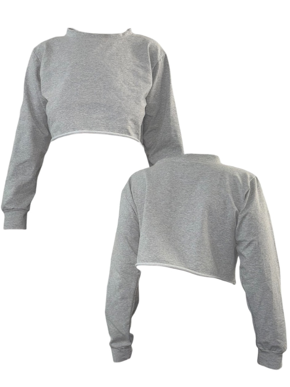 Grey Cropped Long Sleeve Top - Women